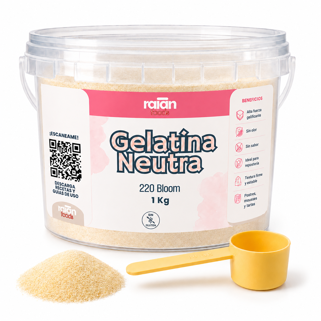 Gelatina Neutra en Polvo 220 Bloom 1,1 kg | RAIAN FOODS